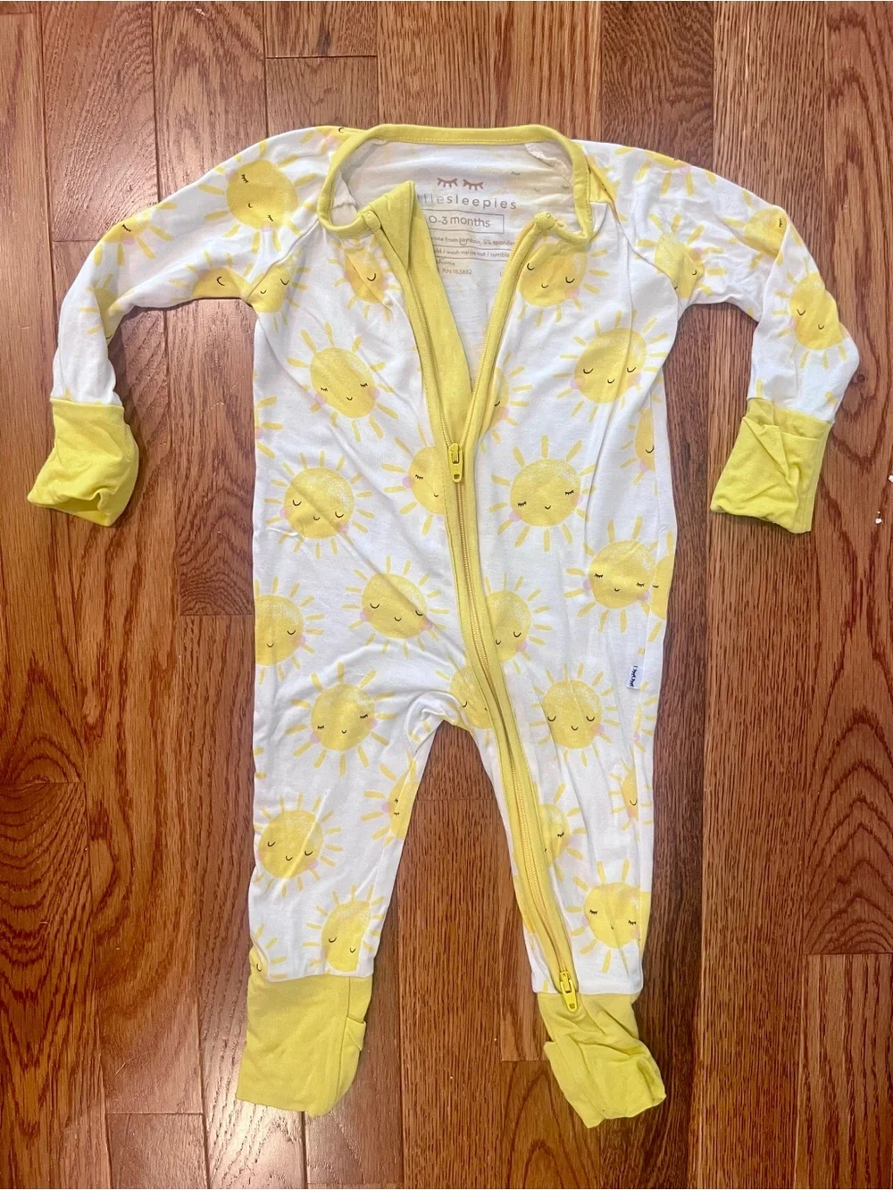 Little Sleepies Zippy 0-3 mo Sunshines EUC